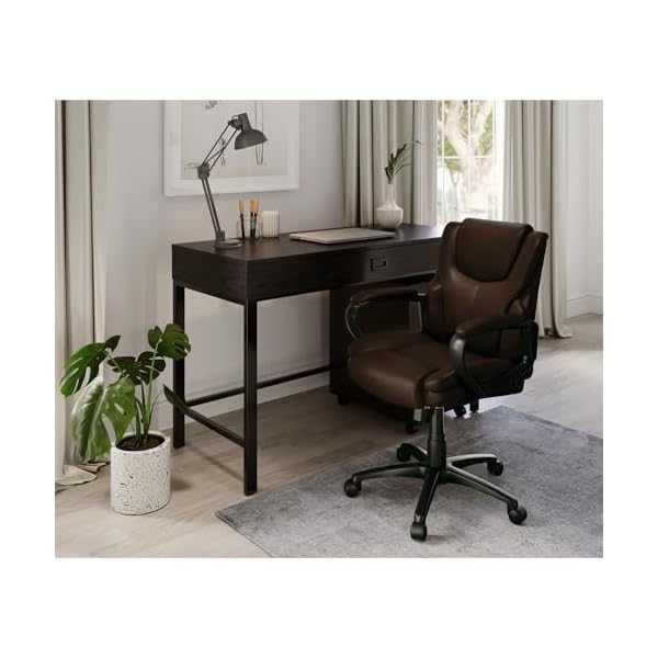 Brenton studio mayhart vinyl mid back chair brownblack  urban country home decor
