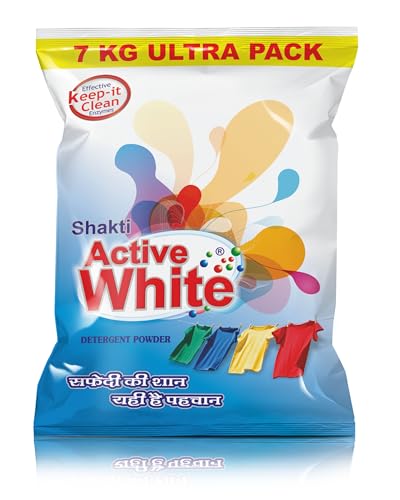 Image of Active White Detergent Washing Powder, 7 kg Ultra Pack | Laundry Detergent | Removes Tough Stains | High Efficiency | Superior Cleaning | Power Boosters
