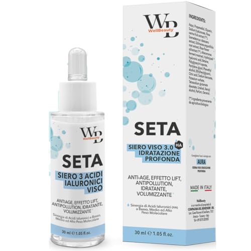 WELLBEAUTY Siero Viso Antiage con 3 Acidi Ialuronici - Effetto Lift Immediato, Idratante Volumizzante - Riduzione Rughe, Pelli Mature e...