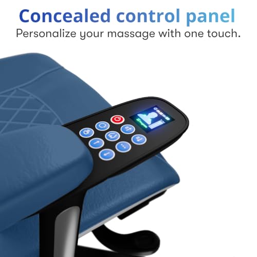 Image of Massage Office Chair - Elevate Your Workday with Our Reclining Office Chairs - Elegant and Timeless Blue Office Chair - Smart Massager Computer Chair