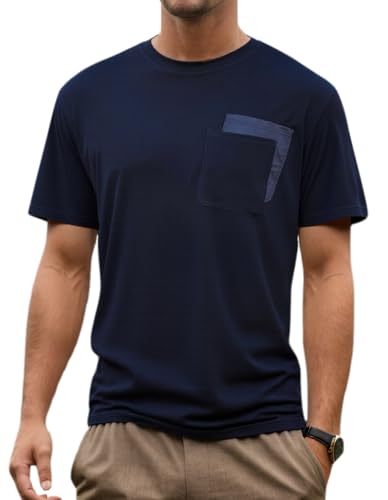 Merino Wool Crewneck T Shirts for Men for Work Out Athletic Running, Moisture Wicking Breathable Mens Soft Tshirts