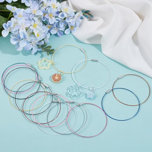 Image of SUNNYCLUE Stainless Steel Loops Wire Keychain Cable Large Key Rings Key Chain for Luggage Tags Key Tags Keyrings Kitchen