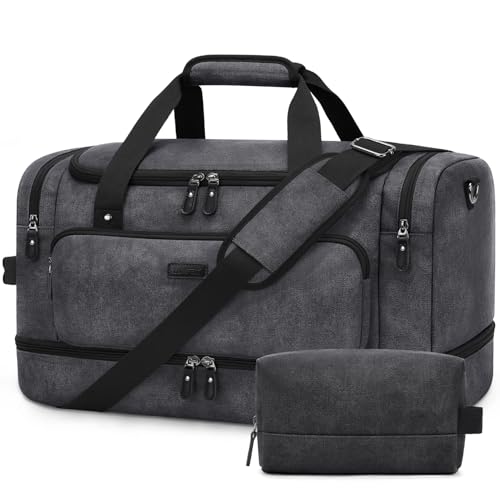 ZOMFELT-Duffle-Bag-for-travel-40L-Carry-on-Luggage-22x14x9-Airline-Approved-Canvas-Travel-Duffel-Bags-for-Men-Women-Water-Resistant-Overnight-Weekender-Bag-with-Shoe-Pocket-for-Travel-Gym-Black ZOMFELT Duffle Bag for travel, 40L Carry on Luggage 22x14x9 Airline Approved, Canvas Travel Duffel Bags for Men Women, Water Resistant Overnight Weekender Bag with Shoe Pocket for Travel, Gym, Black - Image 1