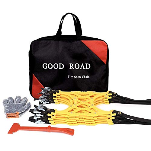 Car Tire Snow Chains - Premium Quality Strong Durable All Season Anti-Skid Car, SUV, and Pick Up Patterned Tire Chains for Emergencies and Road Trip