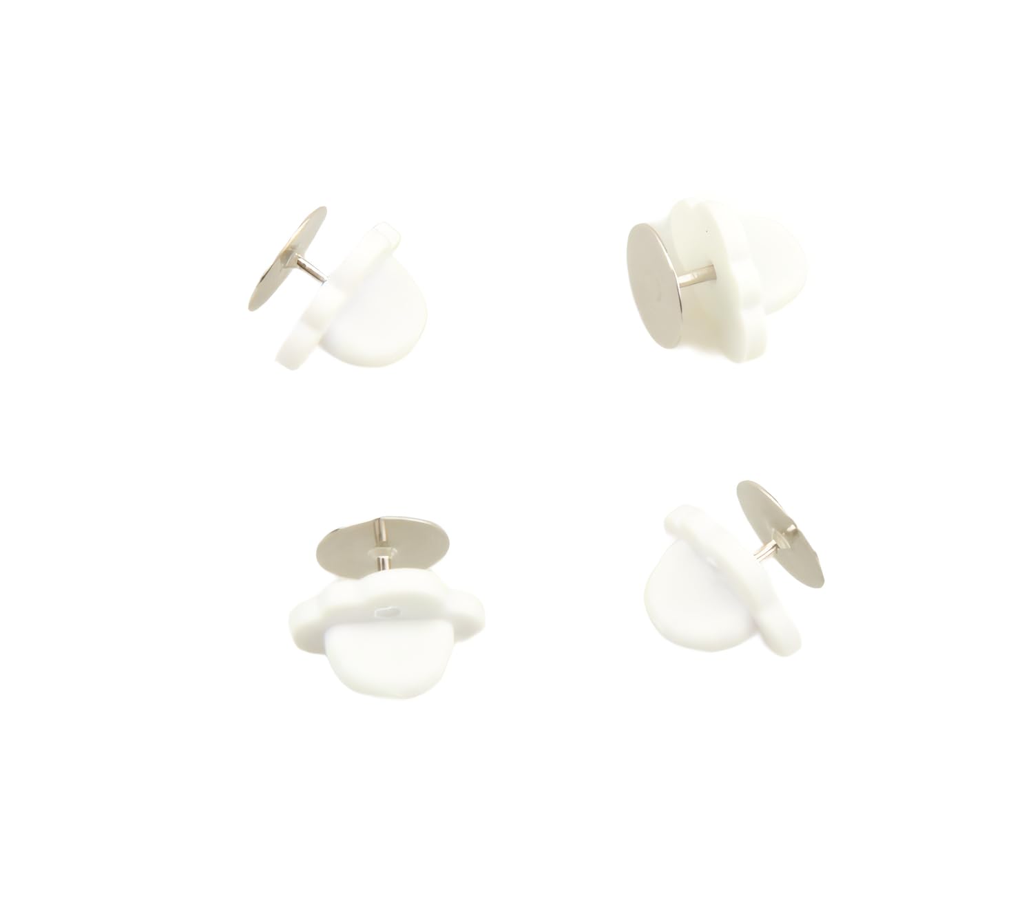 MAHAVIMOKSA 1 Box 100Sets/200pcs Tie Tacks Blank Pins with Rubber Pin Backs for DIY Craft Badge (White Cloud Back)