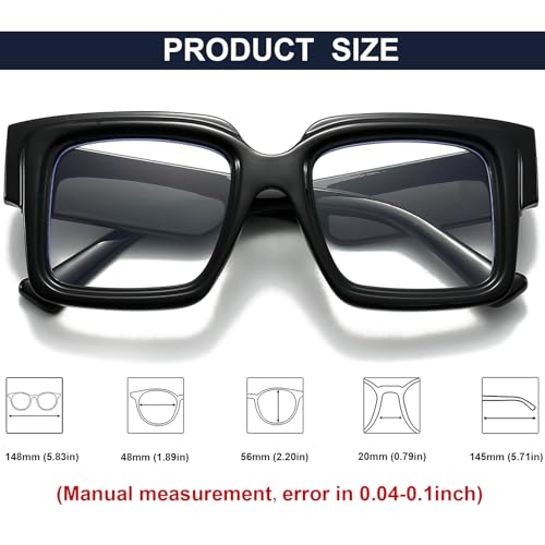 Image of Mirkcittle Eyeglasses Oversized Blue Light Glasses for Women Men Square Fashion Thick Glasses Non-Prescription Black Glasses