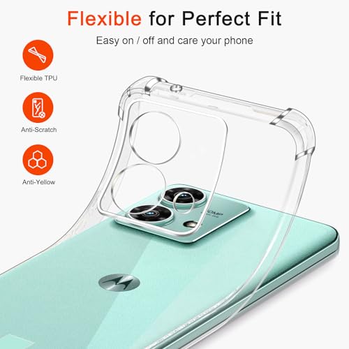 Image of Lustree Back Cover Transparent Case Compatible with Motorola Edge 40 Neo | Clear + TPU Case with 4 Corner Air Cushion Protection & Camera Protection | Slim& Stylus Cover