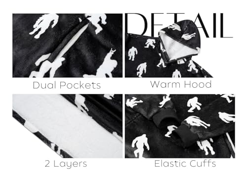 Bigfoot Gifts Big Foot Sasquatch Blanket Hoodie Wearable Hooded Blanket, One Size - Image 5