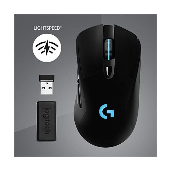Logitech Ratón inalámbrico para juegos G703 LIGHTSPEED, sensor HERO 25K, 25.600 DPI, RGB, pesos ajustables, 6 botones programables, batería de larga duración, compatible con PowerPlay, PC/Mac, negro - Image 3