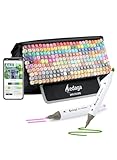 AEDAGA 240 Colors Alcohol Markers with Free App, Dual Tip Art Marker with Kickstand Case for Artists Adults and Kids. Alcohol Based Markers for Coloring Painting Sketching and Drawing, Great Gift