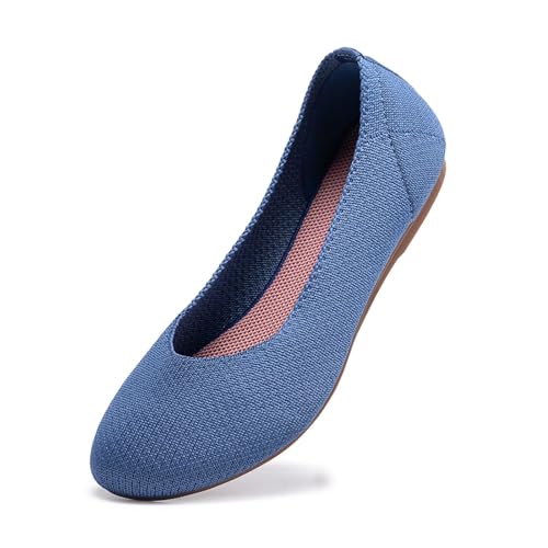 Image of Frank Mully Women's Ballet Flat Shoes Knit Dress Shoes Round Toe Slip On Ballerina Flats for Woman Low Wedge Comfort Soft