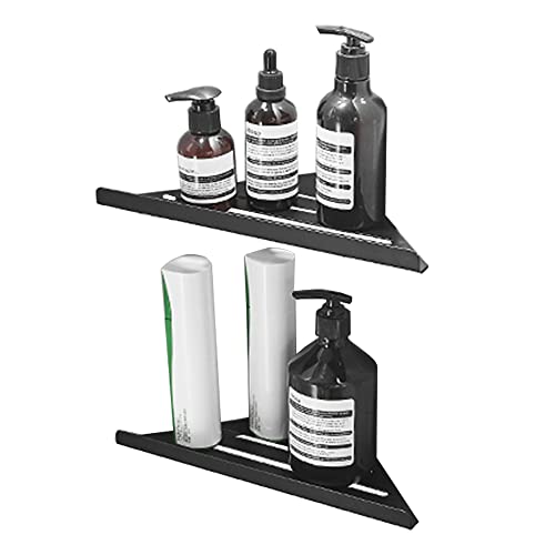 Biutimarden 2Piezas Negro Sin Taladrar Esquina Estantería SUS304 Acero Inoxidable Estante Ducha Autoadhesivo Montado en la pared Organizador Ducha,para Cocina Baño Cover