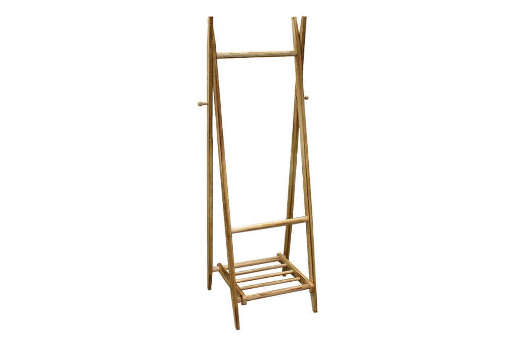 MIMBRE NATURAL Perchero Burro Moderno Blanco-​Perchero Burro Plegable de Madera Blanca para organizar Las Prendas de Ropa. (48.5×44×148)