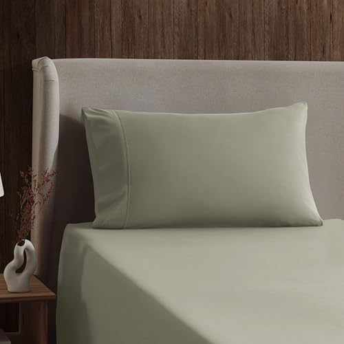 Image of Nestl Twin XL Bed Sheet Set - Light Green - 3-Piece Deep Pocket | Instantly Soft, Night-One Ready (No Wash Required). Fits 16-Inch Deep Pockets, 360-Degree Elastic Grip