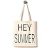 Andes Heavy Duty Canvas Tote Bag, Handmade from 12-ounce Pure Cotton, Best for Shopping, Laptop, School Books, Also Work as a Reusable Grocery Bag, Hey Summer