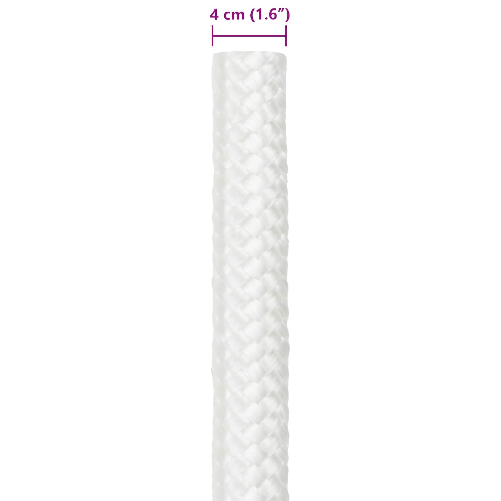 Cuerda de polipropileno de 25 m, 4 cm de diámetro, color blanco, flotante y resistente a la intemperie, para vela, canotaje, para asegurar la carga y el amarre