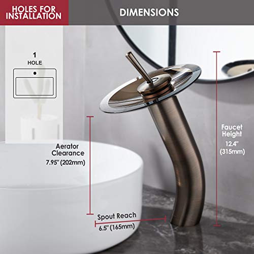 Roddex Waterfall Bathroom Faucet Glass Single Handle Solid Brass Basin Lavatory Vessel Sink Vanity Faucet, Tall, Oil Rubbed Bronze … #TOP6