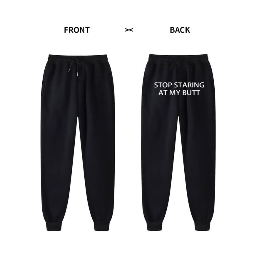 DIOBAIUE Women Casual Sports Pants Black Trousers Stop Looking at My Butt Lettering Printing High Waist Legging2