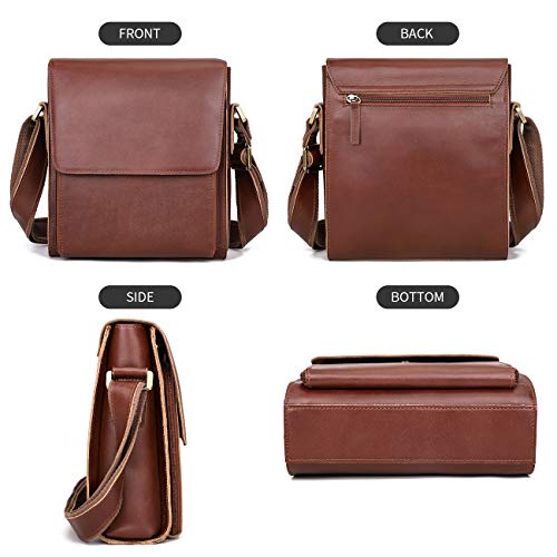 Augus Leather Messenger Shoulder Crossbody Bag for Men Work Business Vintage Magnetic Buckle Big Capacity Adjustable straps4