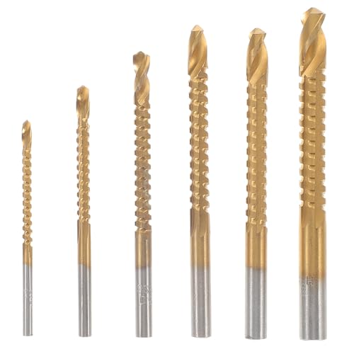LALADEFIEE Juego de Brocas de Acero de Alta Velocidad para Taladro, 6 Piezas Brocas de Corte Lateral para Madera y Tableros Finos, Diámetro 3-8 Mm