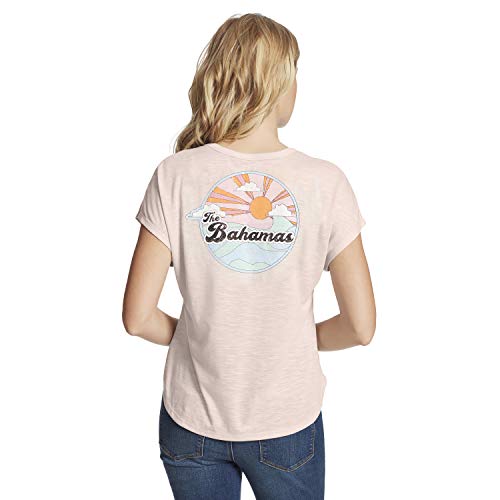 Jessica Simpson Women's Plus Size Asher Flutter Sleeve Graphic Knit T-Shirt, Peachskin-Bahamas, 1X #TOP2