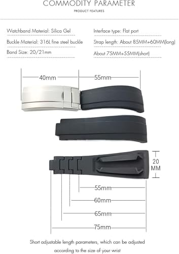 Bracelet montre caoutchouc pour Rolex Deepsea finition premium - 6
