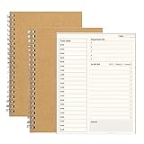 2 Stück To Do Liste, 100 Seiten/50 Blatt Zeitmanagement Handbuch Aufgabenliste Tagesplaner Spiralblock mit Brauner Krafteinband für Reise Schule Organizer Tagesplaner Heute