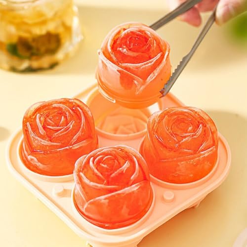 Moldes de hielo de silicona rosa 3D, 2 piezas miniatura 2