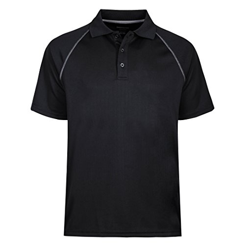 Men's Classic Short Sleeve Solid Performance Deck Polo Shirt Black #TOP1