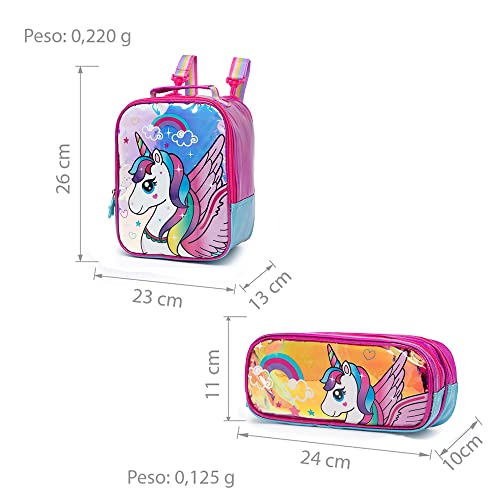 Kit Escolar Mochila De Rodinha Infantil Menina Unicórnio + Lancheira Térmica+ Estojo Necessaire 5 411n0ozZUrL
