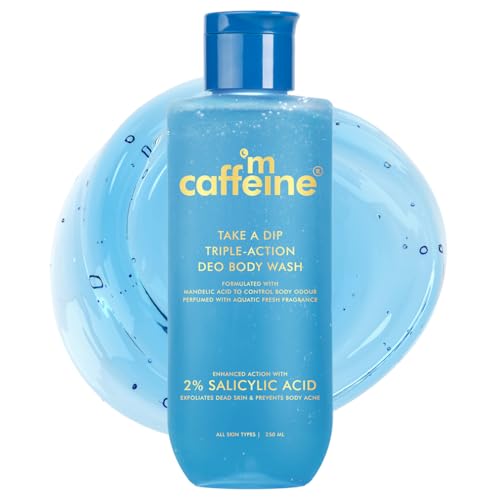 Image of mCaffeine 2% Salicylic acid , 3-in-1 Perfume Body Wash - Odour Control, & Long Lasting Aqua Fresh Fragrance | Exfoliates & Smoothens Skin | Prevents Body Acne | Mandelic Acid | For Men & Women (250 ml)