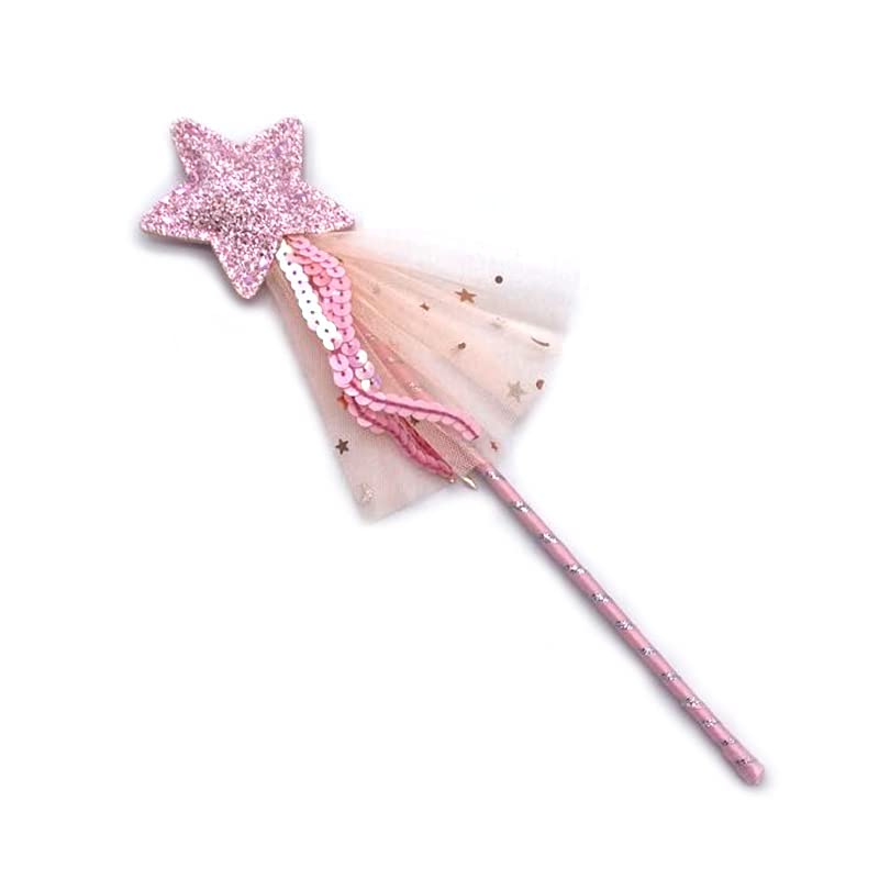 Veroda Glitter Star Princess Fairy Stick Magic Wand for Girls Children (Pink)
