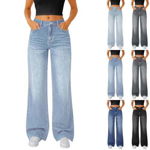 Baggy Jeans Damen - Weite Straight Leg Hose Mit High Waist Für Lässigen Freizeitlook