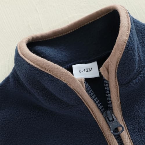 Image of Toddler Baby Boy Fleece Outerwear Vests Sleeveless Zipper Jacket Solid Color Vest Coat Spring Fall Winter Clothes