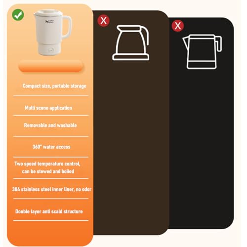 Hervidor eléctrico plegable portátil 600ml acero inox miniatura 6