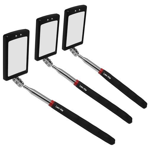 Lan-He Telescoping Inspection Mirror with 2 LED Lights extendable...