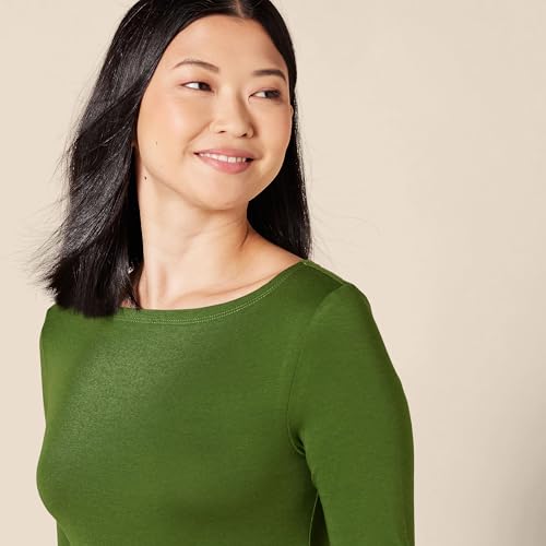 Image of Amazon Essentials Women's Slim-Fit 3 /4 Sleeve Boat Neck Cotton Modal T-Shirt