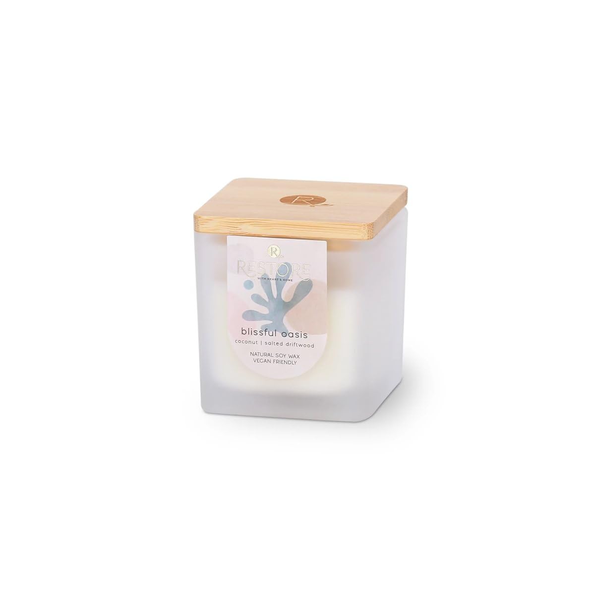 Heart & Home Restore Small Luxury Soy Blend Candle - Vegan Friendly - Long Lasting Aroma - Clean Burning Scent - for Living Spaces and Wellbeing (Blissful Oasis)