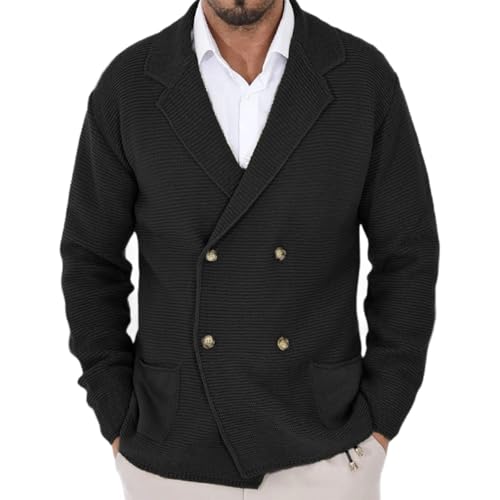 ADHOWBEW Cardigan Sweaters for Men Fashion Casual Cable Knit Long Sleeve Warm Big and Tall Stand Collar Sweaters