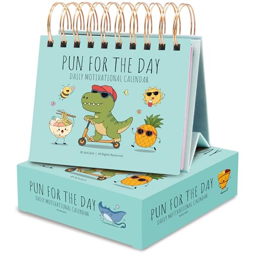 2026 Funny Pun Flip Calendar - Perpetual Daily Desk Calendar with 365 New Puns & Jokes - Humor Gift for Friends Family Coworkers - Punny Gifts Office & Home Decor