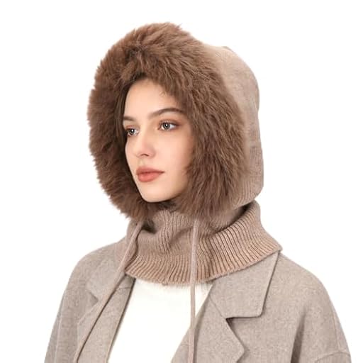 AYPOW Mujer Invierno Gorro de Punto y Bufanda con Capucha, 2 en 1 Térmicos Prueba de Viento Ajustable Felpa Pasamontañas, Moda Pullover Calentador de Cuello para Deportes al Aire Libre Diario Correr | Ya disponible en tu tienda friki favorita! En mundofriki.es!