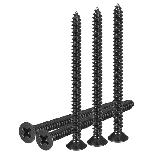 Image of DTGN 100Pcs #6x2 inch Flat Head Wood Screws, 304 Stainless Steel Phillips Self Tapping Screws - Good for Woodworking, Furniture - Black