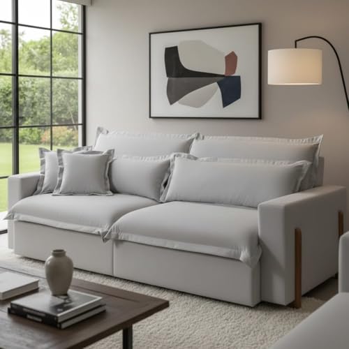 Sofá Retrátil e Reclinável Dubai com Molas Ensacadas, 1,90m. (Cinza Claro)