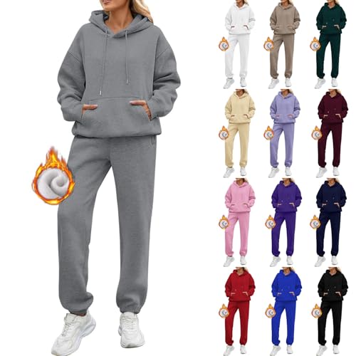 Trainingsanzug Damen Mit Kapuze, Fleece Jogginganzug Damen Winter Gefüttert Sport Set Warme Freizeitanzug Dickere Warm Sportanzug Bequeme Tracksuit Fleecefutter Sweatsuit Baumwolle Thermoanzug Trainingsanzug Damen Mit Kapuze, Fleece Jogginganzug Damen Winter Gefüttert Sport Set Warme Freizeitanzug Dickere Warm Sportanzug Bequeme Tracksuit Fleecefutter Sweatsuit Baumwolle Thermoanzug
