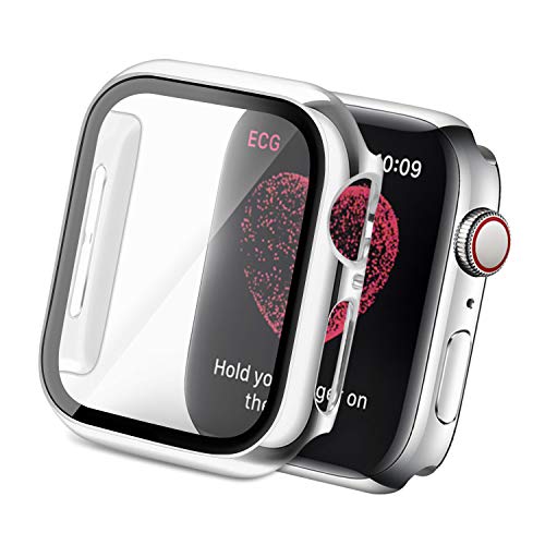 Yolovie Compatibile con Apple Watch Case Proteggi Schermo in Vetro temperato 42mm, Serie 3/2/1 Slim Cover Bumper Cornice Protettiva per PC Protezione Completa per iwatch (42mm Argento)