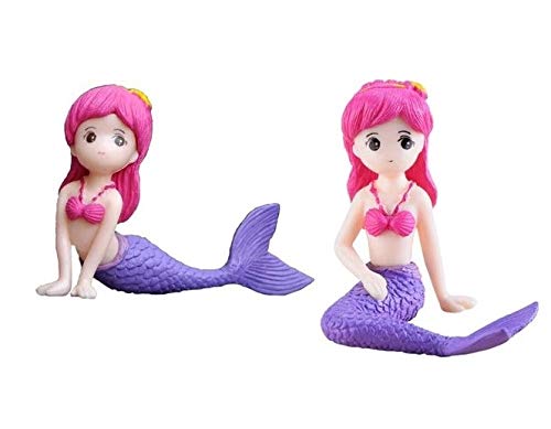BHOOLU&GOOLU Polyvinyl Chloride Mini Mermaid Figurine, Violet, Small, 2 Piece