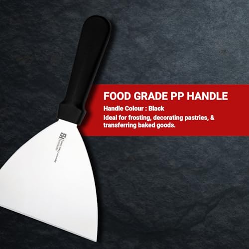 Image of HS 6 Inch Professional Scraper with Medium Handle | Japanese Grade | Stainless Steel for Commercial Use | Black | SUS420J2