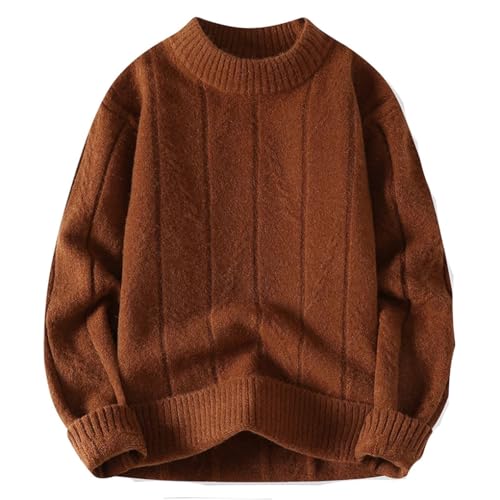 Men O Neck Pullovers Loose Knitted Sweater Chic Solid Color Mens Warm Sweater Tops Man