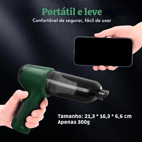 Aspirador de Pó Portátil Sem Fio 3 em 1 para Carro e Casa, Mini Aspirador Recarregável USB, Aspirado