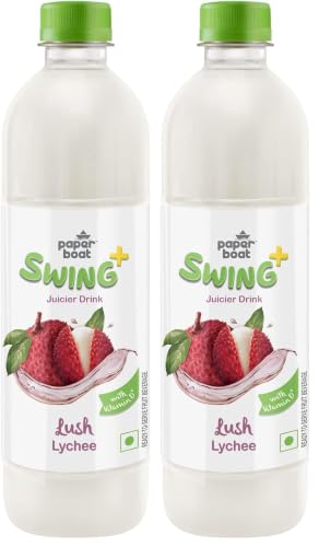 Image of Paper Boat Swing Lush Lychee Juice, Litchi Drink Enriched with Vitamin D, No Gmos, 600 ml (Pack of 2)